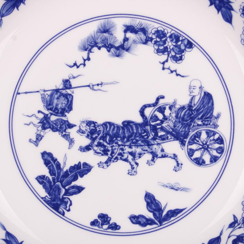 Jingdezhen porcelain qianlong blue - and - white guiguzi down the hill to admire the new Chinese style originality, the counter desktop decoration plate