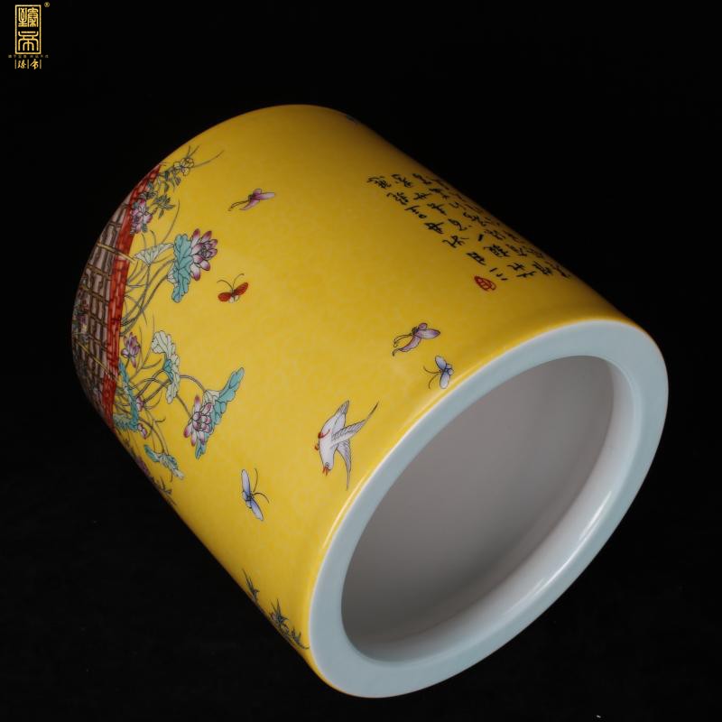 Archaize of jingdezhen porcelain enamel color big brush pot pen sea Chinese style household company hotel four desk office furnishing articles