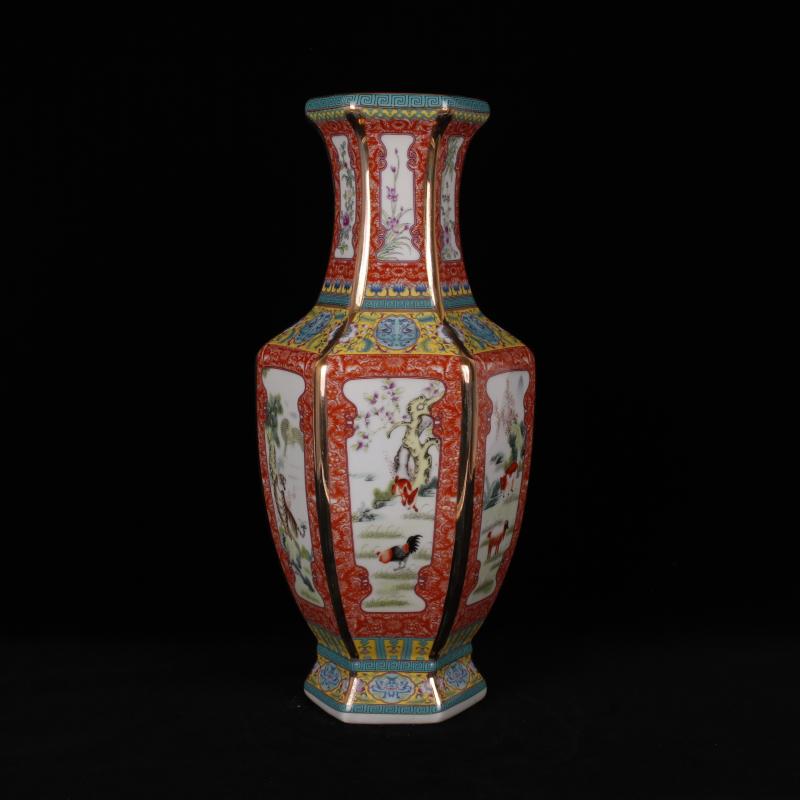 Jingdezhen imitation the qing qianlong designs of colored enamel vase archaize play Chinese zodiac antique decoration handicraft furnishing articles