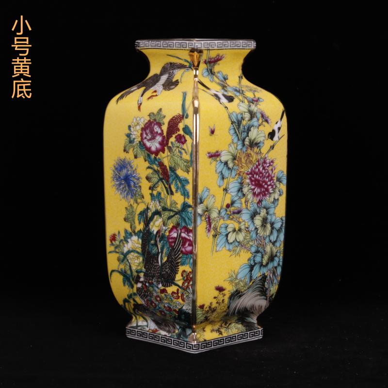 Jingdezhen imitation the qing qianlong style antique vintage colored enamel square bottle of Chinese style restoring ancient ways home furnishing articles of handicraft