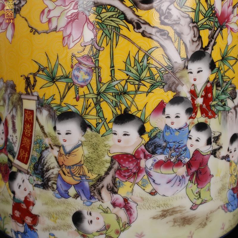 Jingdezhen imitation enamel qianlong years antique vase in pastel yellow flowers and birds were bottles of Chinese style household ground furnishing articles