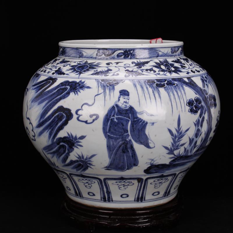 Jingdezhen ceramics vase furnishing articles stories of Chinese style household adornment hand - made archaize yuan blue and white big pot