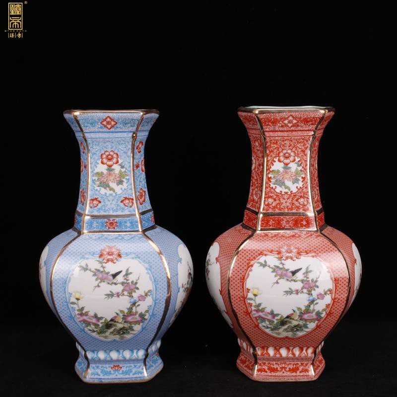 Chinese style classical imitation qianlong antique colored enamel porcelain vase home sitting room ark, furnishing articles of TV bar face