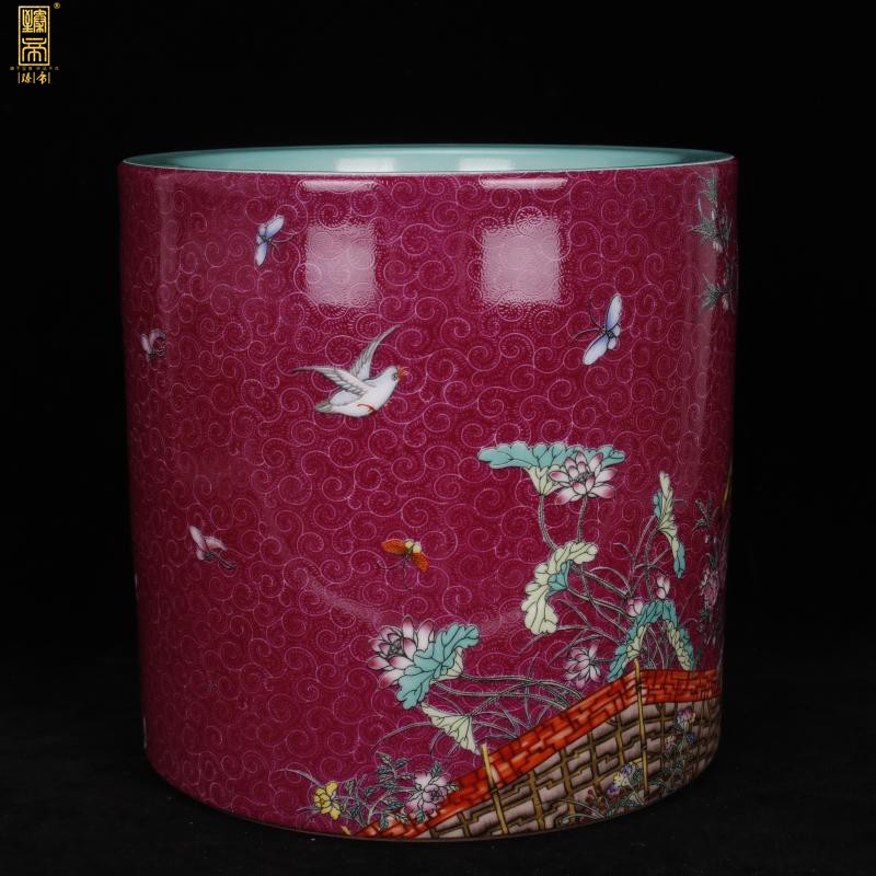 Archaize of jingdezhen porcelain enamel color big brush pot pen sea Chinese style household company hotel four desk office furnishing articles