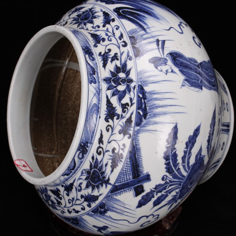 Jingdezhen ceramics vase furnishing articles stories of Chinese style household adornment hand - made archaize yuan blue and white big pot