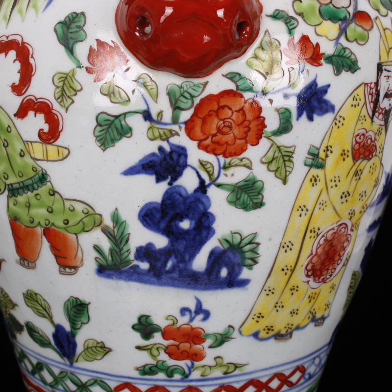 Jingdezhen imitation of yuan blue and white hand draw colorful lines wide expressions using mei bottles of retro decoration antique reproduction antique furnishing articles old items