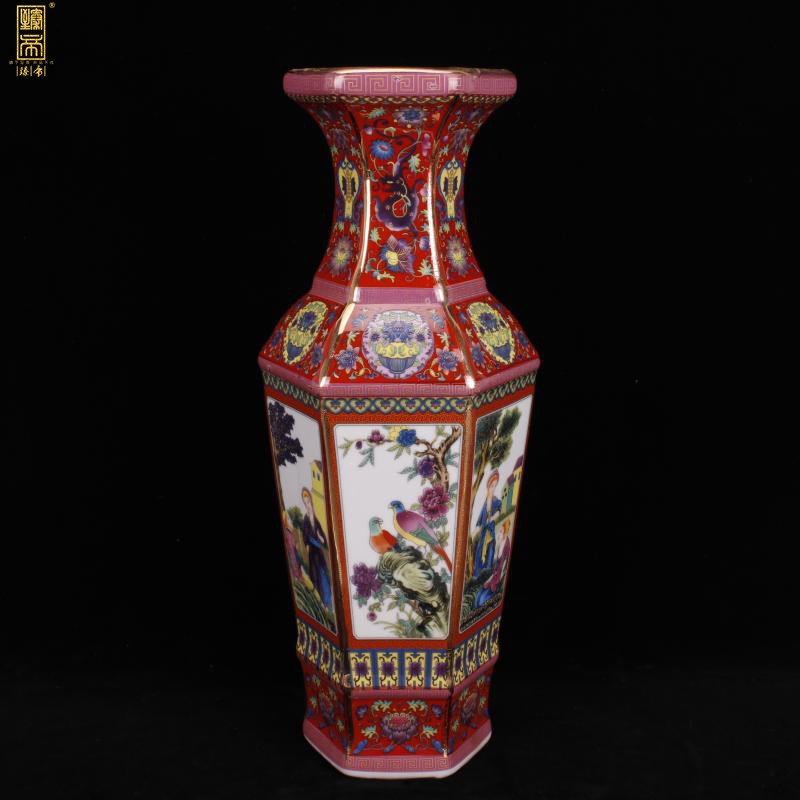 Chinese style classical imitation qianlong antique colored enamel porcelain vase home sitting room ark, furnishing articles of TV bar face