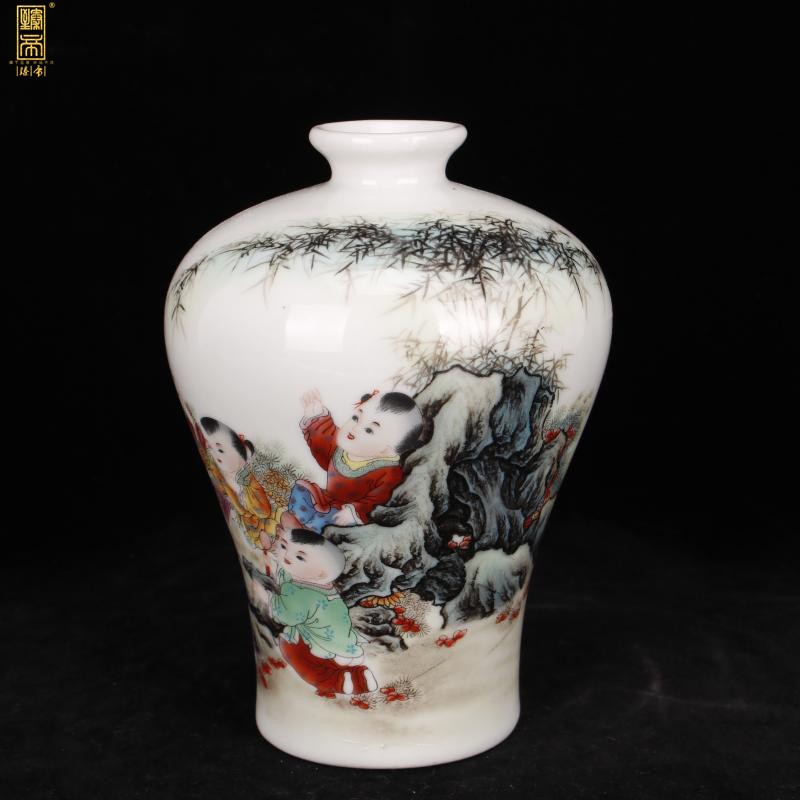 Jingdezhen imitation of yong zheng famille rose nine son climb peach baby play JiXiangMei bottles of household decorates sitting room ark of desk restoring ancient ways furnishing articles