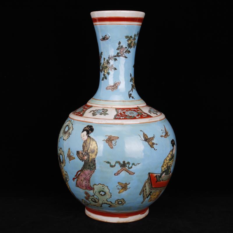 Jingdezhen imitation of the qing dynasty emperor kangxi classical Ming and the qing dynasties antique vase blue character figure medium household adornment design