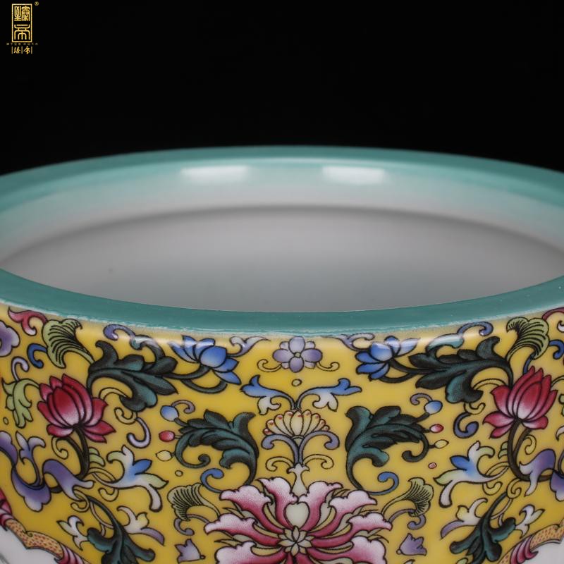 Jingdezhen imitation antique porcelain enamel color big brush pot "four desk pen sea Chinese style household company office furnishing articles