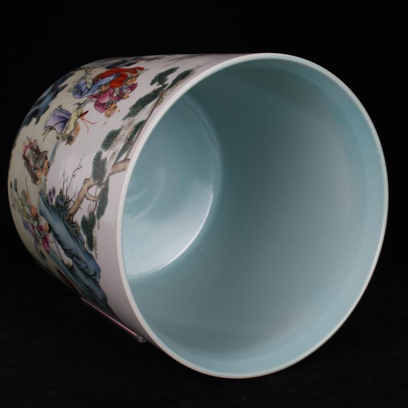 Stories of archaize of jingdezhen porcelain qianlong pastel big brush pot pen sea four desk of Chinese style household furnishing articles