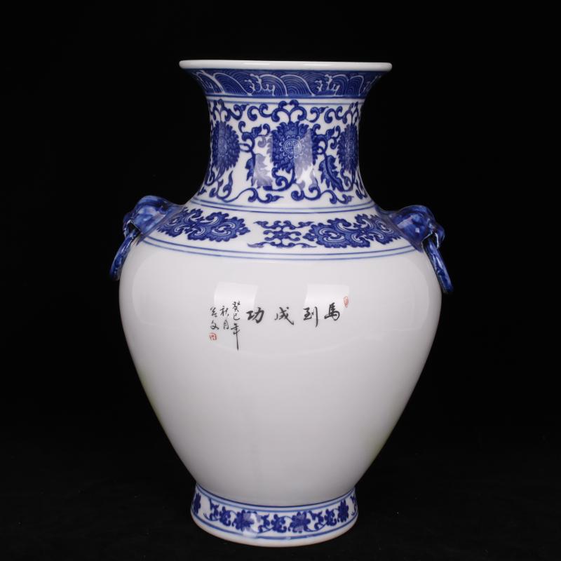 Jingdezhen imitation qianlong bucket color success beast ear bottles of classical Chinese style household, sitting room adornment antique furnishing articles