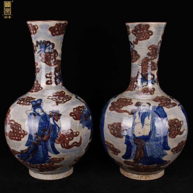 Jingdezhen imitation the qing qianlong year open piece of hand - made of vases, antique reproduction of the eight immortals antique old folk collection furnishing articles