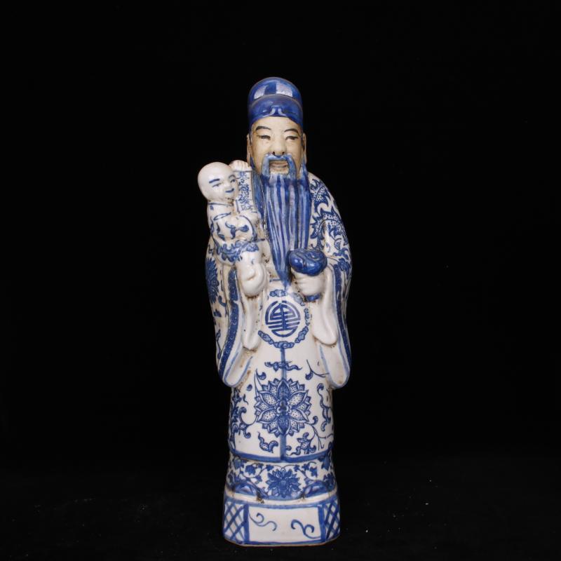 Blue and white hand its porcelain fu lu shou samsung annunciation archaize do old antique antique old items collection furnishing articles