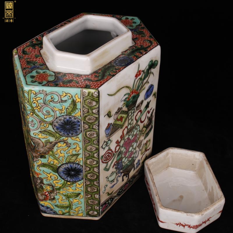 Jingdezhen imitation kangxi three British lyu3 bu4 six - party cover green enamel pot archaize play antique old favorites furnishing articles