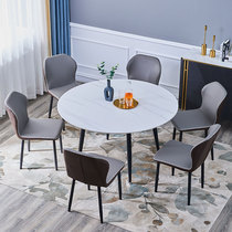 Italian minimalist rock board round dining table and chair combination Light luxury modern simple Nordic dining table Round turntable round table