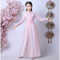 New childrens Hanfu female costume fairy ancient Chinese style fresh and elegant princess chivalrous girl guzheng performance dress