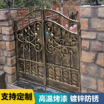 Iron Art Gate Villa Courtyard Door Seal Plate Eu Type Countryside Outdoor Wall Doors Double Open Door Fence Iron Door Custom