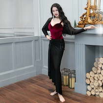 Pleasant Dreams Wind and Belly Dance Exercises For Spring And Summer New Warm Small Kan Shoulder Silk Suede Long Sleeve Sexy Three Suits