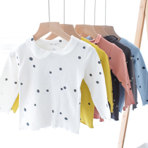 Children T-shirt girl spring autumn long sleeve wave points small turnover undershirt wearing elastic comfort