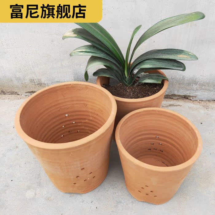 Rich, flower pot made of baked clay basin of clivia tuba basin, coarse sand specials clay ceramic clay old custom breathe freely