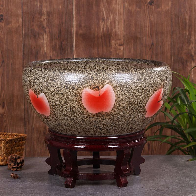 Jingdezhen ceramic aquarium large fish basin bowl lotus lotus lotus tortoise cylinder sitting room feng shui goldfish bowl