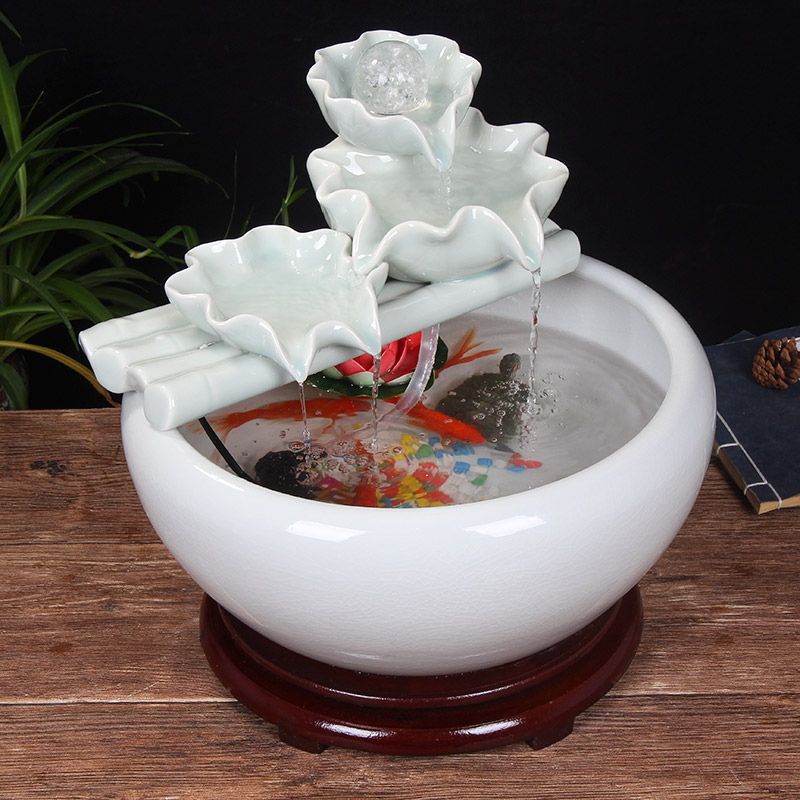 Ceramic water fountain furnishing articles atomizing humidifier water aquarium desktop zen sitting room interior decorations