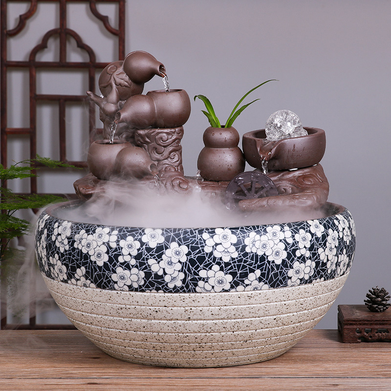 Jingdezhen ceramic aquarium desktop fountain water sitting room humidifier tank circulation aquarium fish bowl