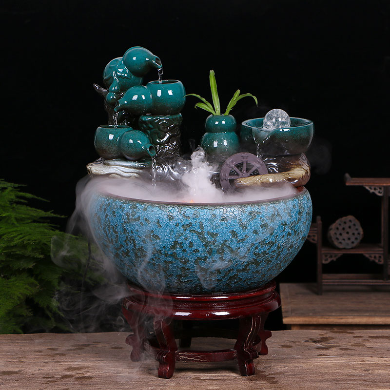 Creative ceramic tank automatic cycle water furnishing articles sitting room small fountain lucky fish bowl and a goldfish bowl