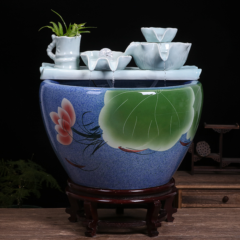 Jingdezhen ceramic goldfish bowl sitting room balcony office furnishing articles water tank to filter the yard cylinder fish bowl