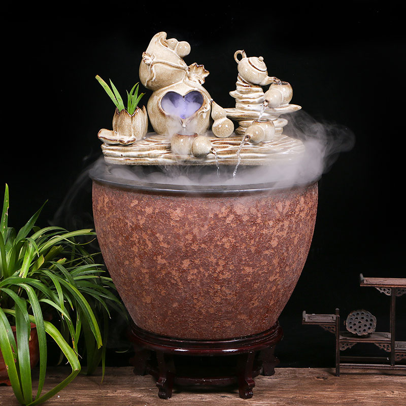 Ceramic tank sitting room ground loop water tank large furnishing articles balcony garden lotus fish bowl