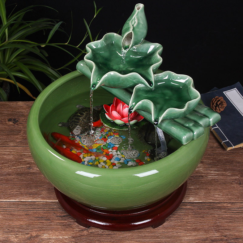 Ceramic water fountain furnishing articles atomizing humidifier water aquarium desktop zen sitting room interior decorations