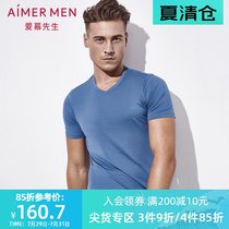 AIMER men Mr AIMER men Mr aimer comfortable cotton V-neck short sleeve top 12U61