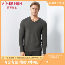 Mr Emu Warm Collection Single Layer V-neck Long Sleeve Wool Warm Up Top Autumn Winter Bottoming Autumn Long Sleeve