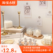Magic Cube Candle Mesh Red Photo Decoration Props Ins Wind Creativity Pendulum of candlestick plaster cushions for background cloth