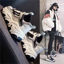 2021 New Net red sports leather father shoes women autumn and winter Joker thick bottom Super fire women shoes leisure ins trendy shoes