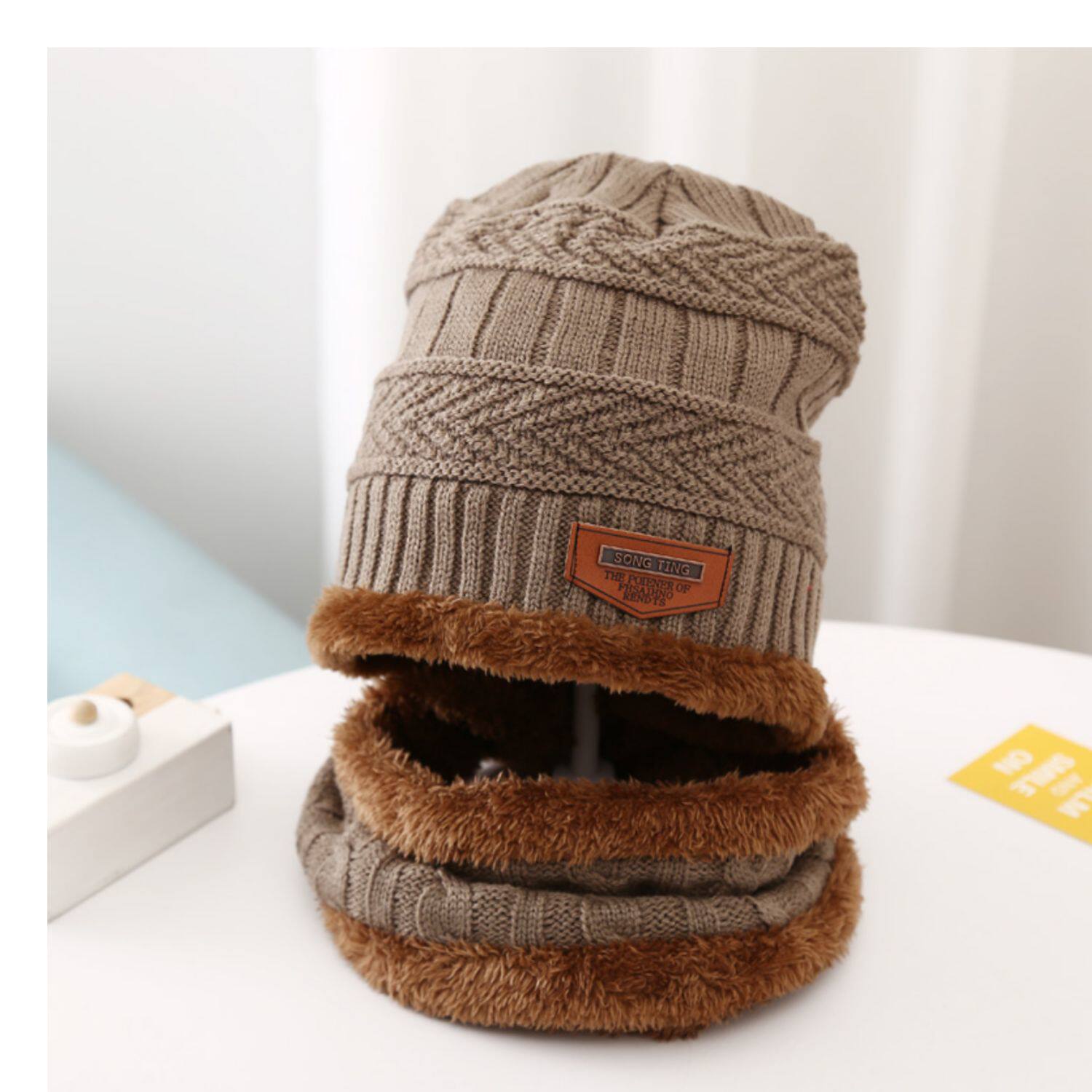 保暖帽小孩儿童防风帽护脸一体冬挡风帽毛线帽针织帽冬季防寒保暧