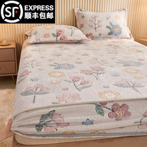 Snowflake velvet bed Ogasawara single plus suede thickened Winter Warm Mat Dreams Bed Cushion Protective Sleeve Flange Coral Suede Bed Hood