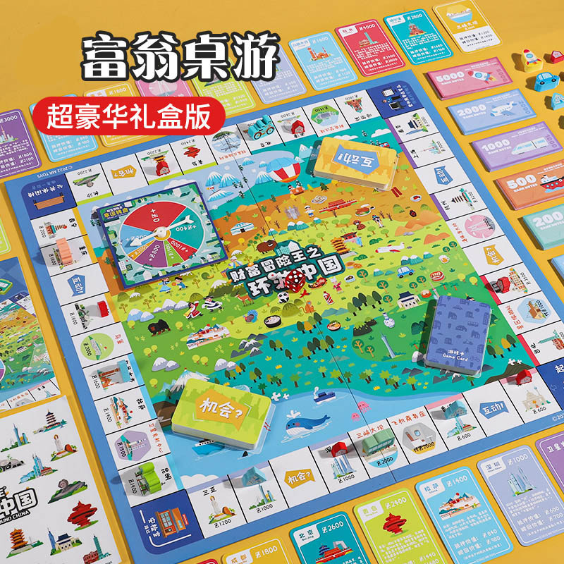 Millionaire Children's Edition Table Tours Big World Adventure China Trip Chess Adult Puzzle Carpets Classic version of the game-Taobao