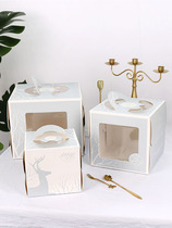 Nordic style cake box packaging box wholesale elk window opening high four 4 6 8 inch birthday cake box customization