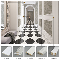 European wood line decoration of white wall semi-round finished product close to the edge of wooden pine border yellow black