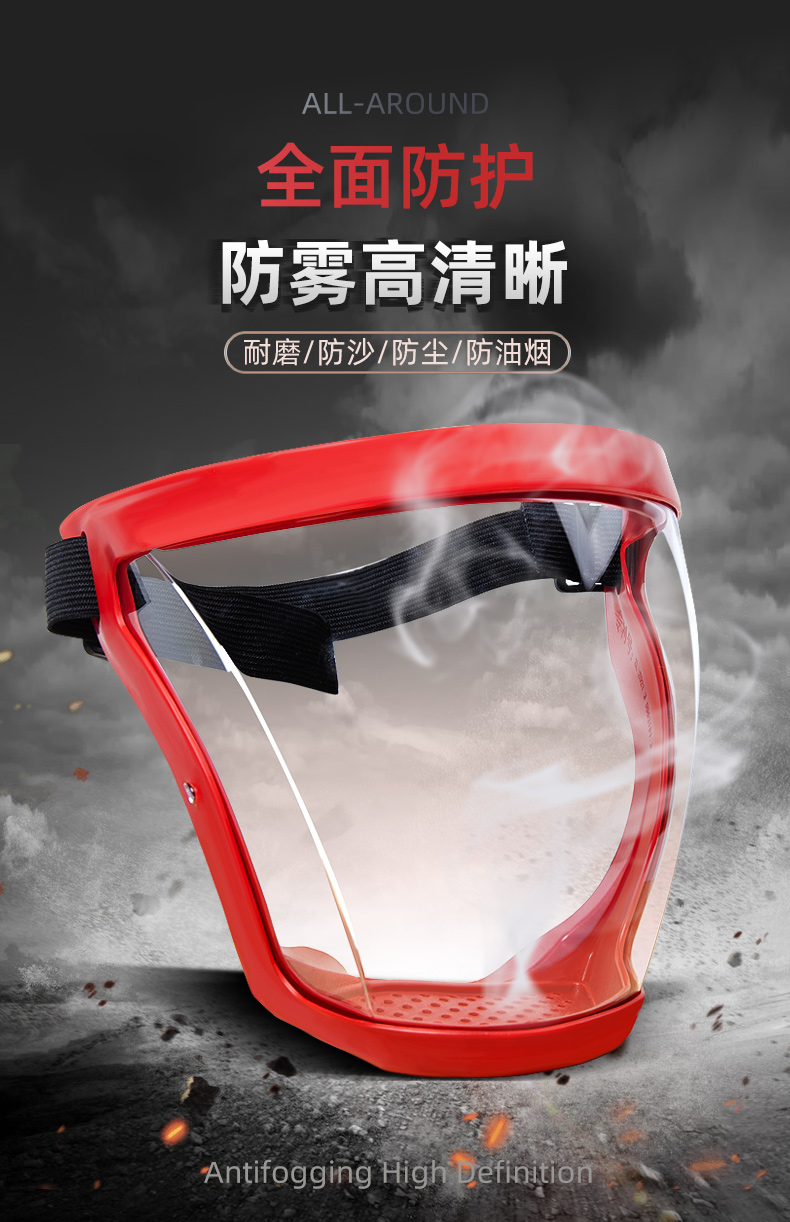 防护面罩高清高透明防风防尘防雾不起雾全脸头罩佩戴舒适面屏面具