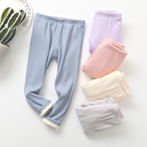 Childrens clothing boys and girls warm pants plus velvet padded leggings Children wear double-layer cotton pants autumn and winter baby pants