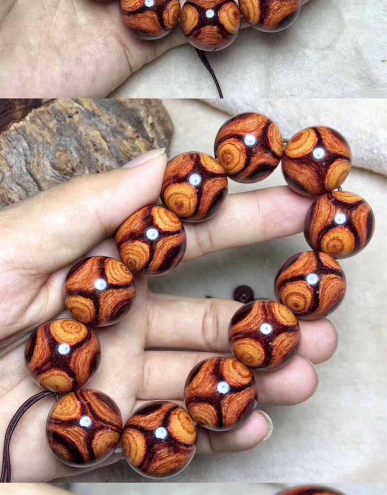 海南黄花梨手串2.0鬼脸鬼眼对眼瘤疤木质佛珠男士手链女108颗20mm