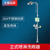 Emergency spray 304 stainless steel composite eye washer Double mouth antifreeze shower factory inspection vertical spray ABS eye washer