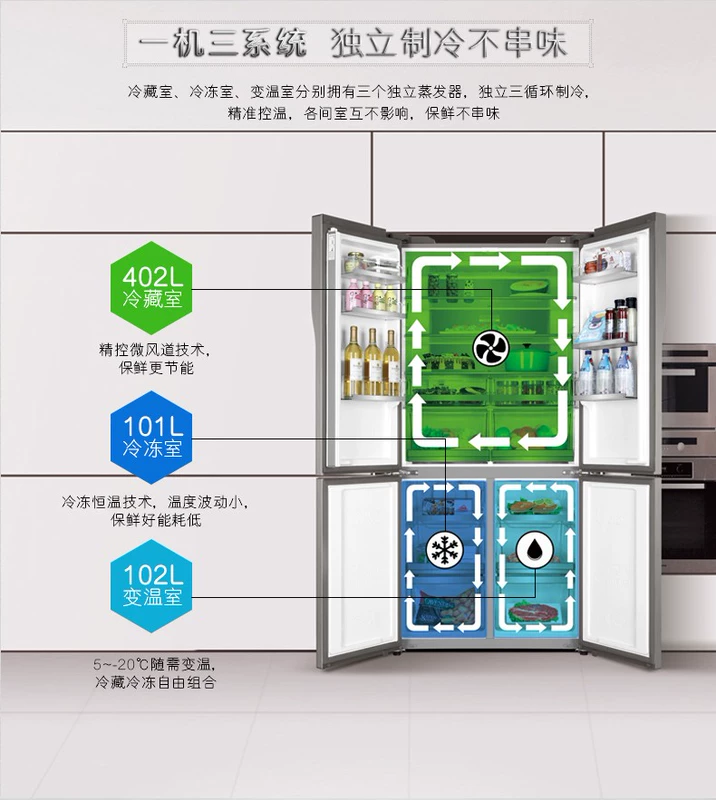 Gia dụng Haier Tủ lạnh nhiều cửa hai cánh dung tích lớn 605 lít chuyển đổi tần số kép tiết kiệm năng lượng, tiệt trùng wifi thông minh - Tủ lạnh