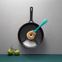 Washing pot brush coconut palm brush pan brush kitchen cleaning artifact long handle palm brush not stain oil degreasing household