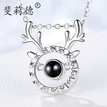 All the way to have your deer necklace trembles the same female tide Net red necklace projection custom 520 sterling silver temperament choker