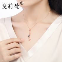 18K rose gold color gold necklace female Net red Roman ring ring pendant cold wind choker temperament Joker jewelry