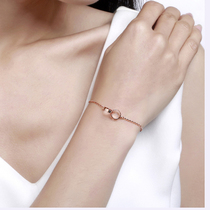 Double ring color gold bracelet female 18K rose gold is niche design Net red tide temperament Joker hand decoration to send girlfriend